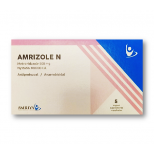 AMRIZOLE - N ( METRONIDAZOLE 500 MG + NYSTATIN 100.000 IU ) 5 VAGINAL SUPPOSITORIES + APPLICATOR